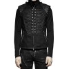 Men Steampunk Military Vest Black Sleeveless Gothic Army Officer Jacket Vest 